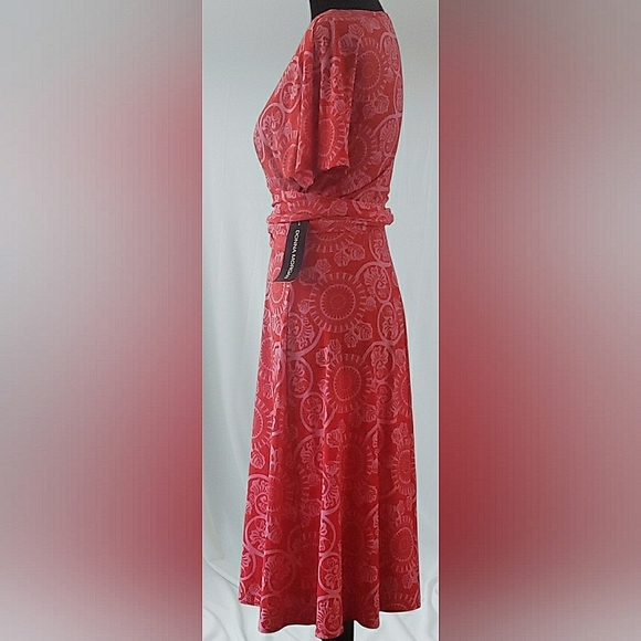 Holiday 6 Retro Y2K Jersey Knit Geometry Faux Wrap Soft Stretch Dress New - Picture 4 of 6